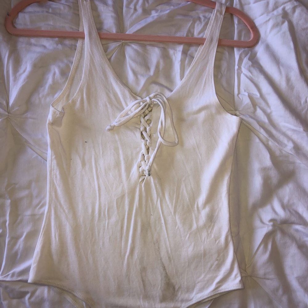 White Tie-up Bodysuit, Size S